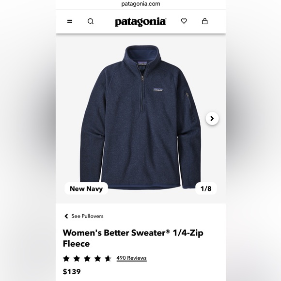 Patagonia Women's Better Sweater® 1/4-Zip Fleece, navy blue, size M - Picture 4 of 4